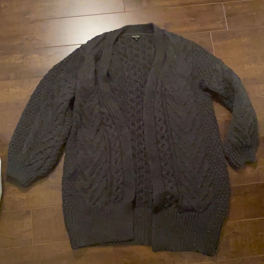 Grey Cable Knit Cardigan